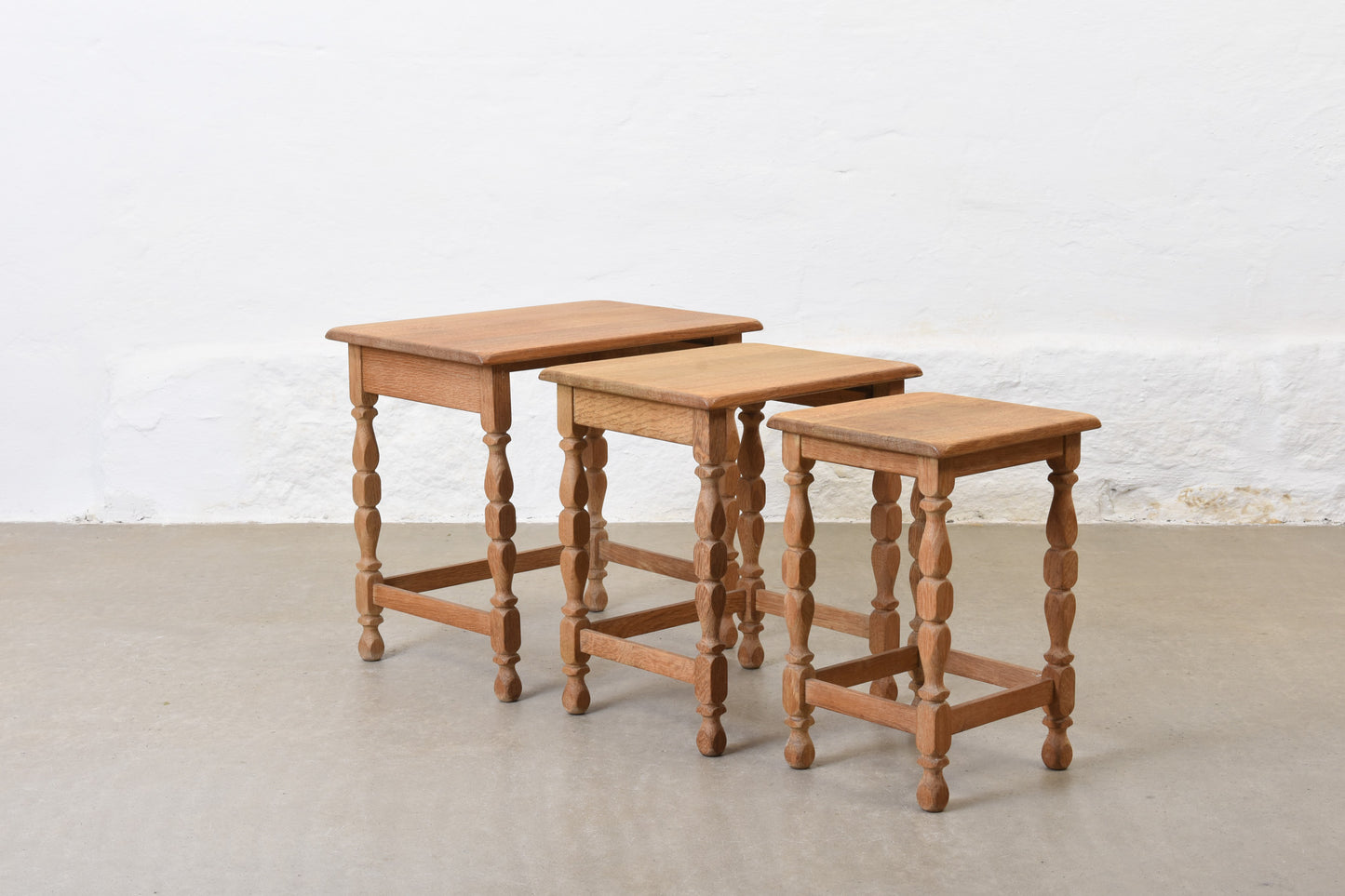 1960s oak nest of tables by Henning Kjærnulf