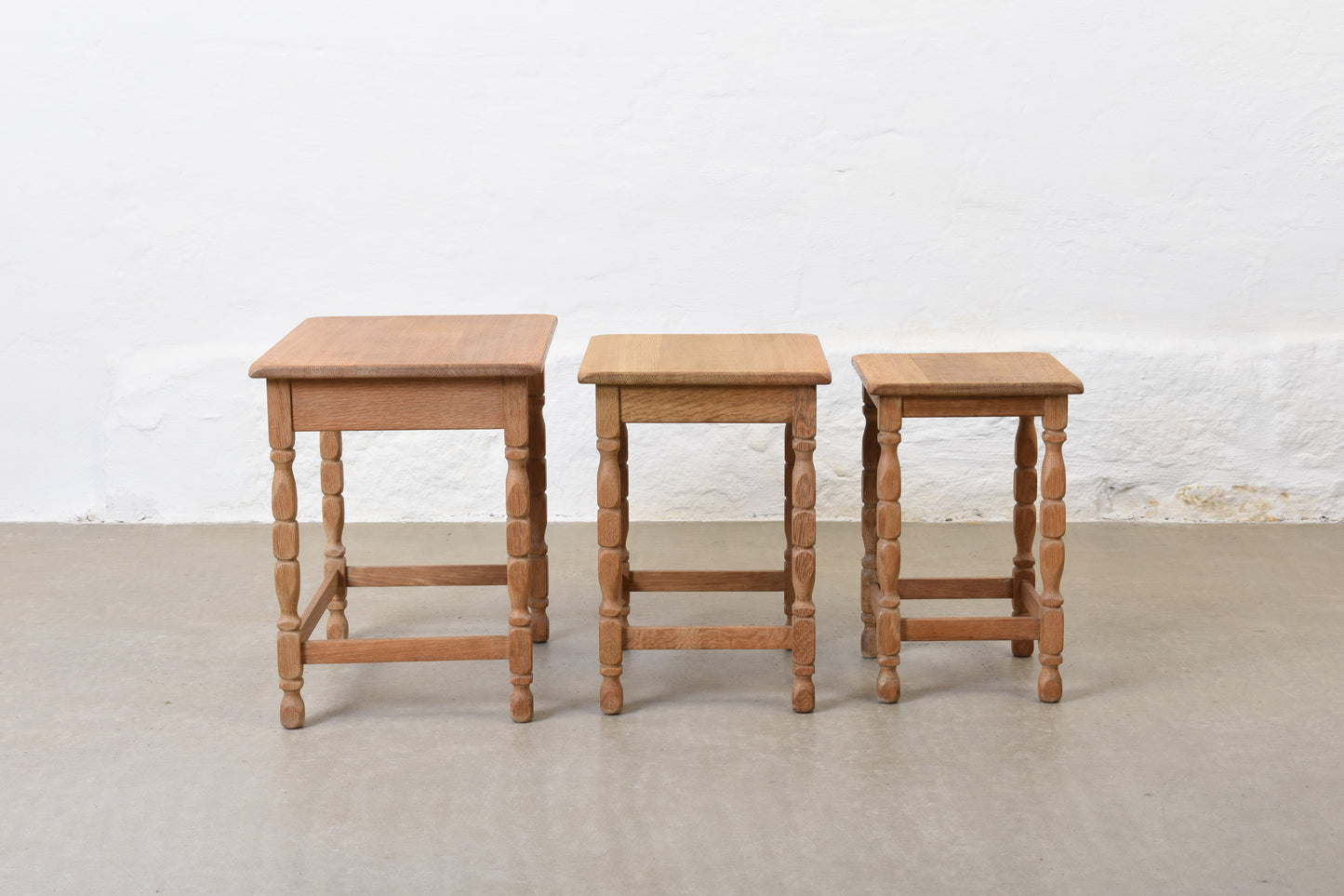 1960s oak nest of tables by Henning Kjærnulf