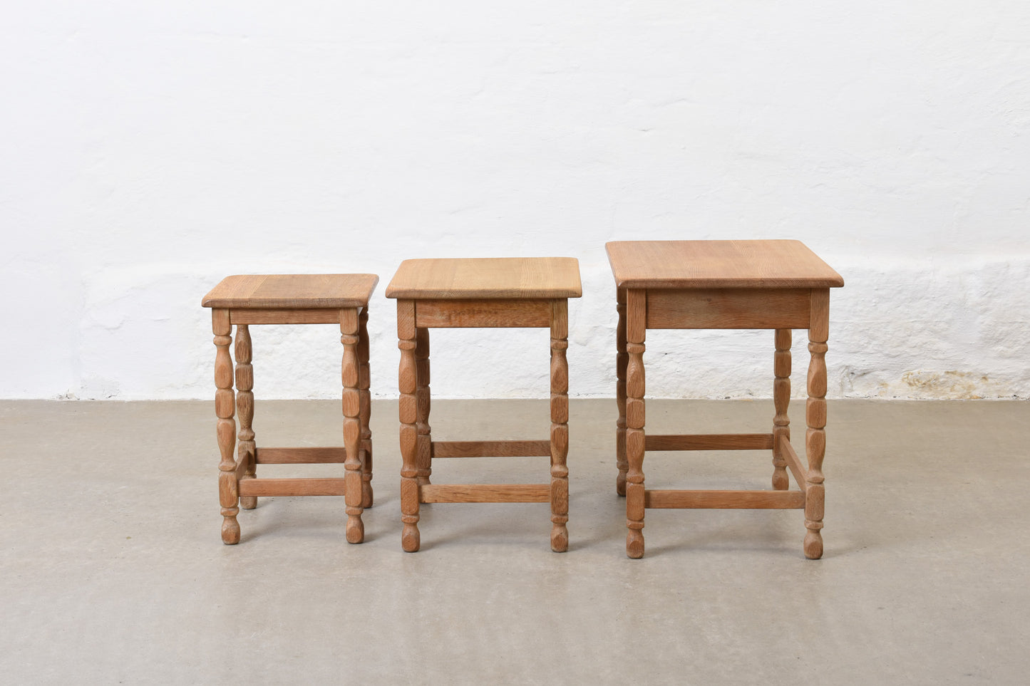 1960s oak nest of tables by Henning Kjærnulf