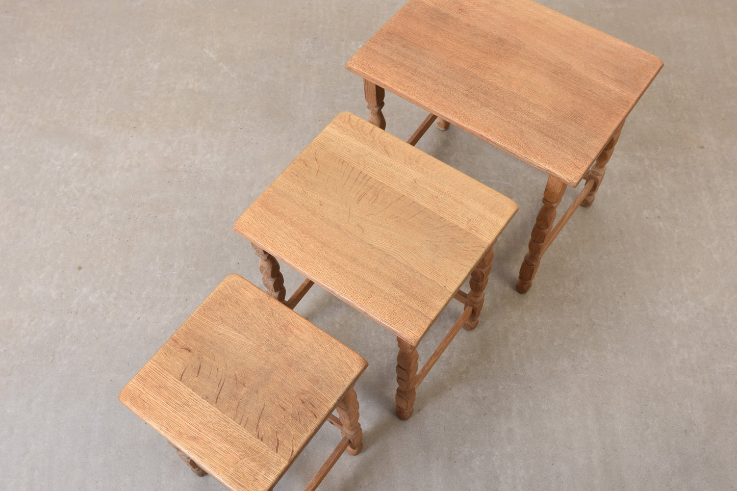 1960s oak nest of tables by Henning Kjærnulf