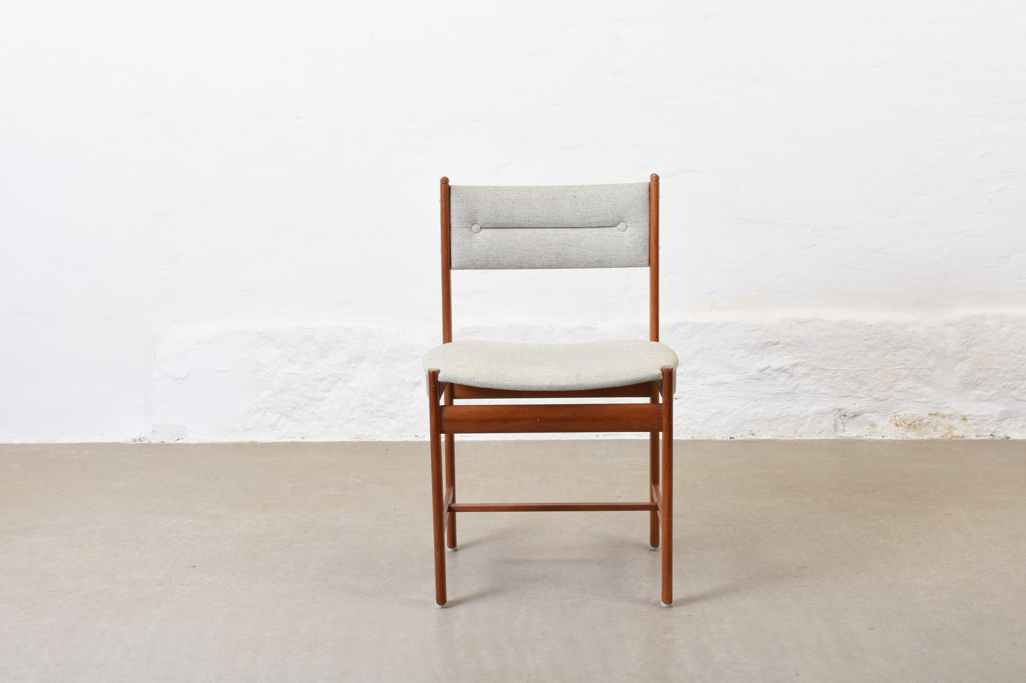 Two available: 1960s Danish teak + wool chairs