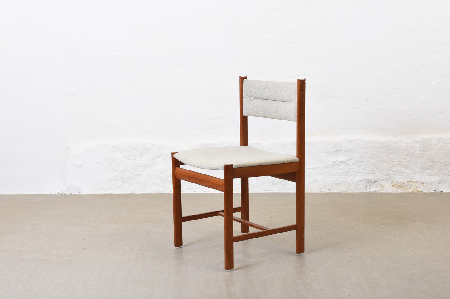 Two available: 1960s Danish teak + wool chairs