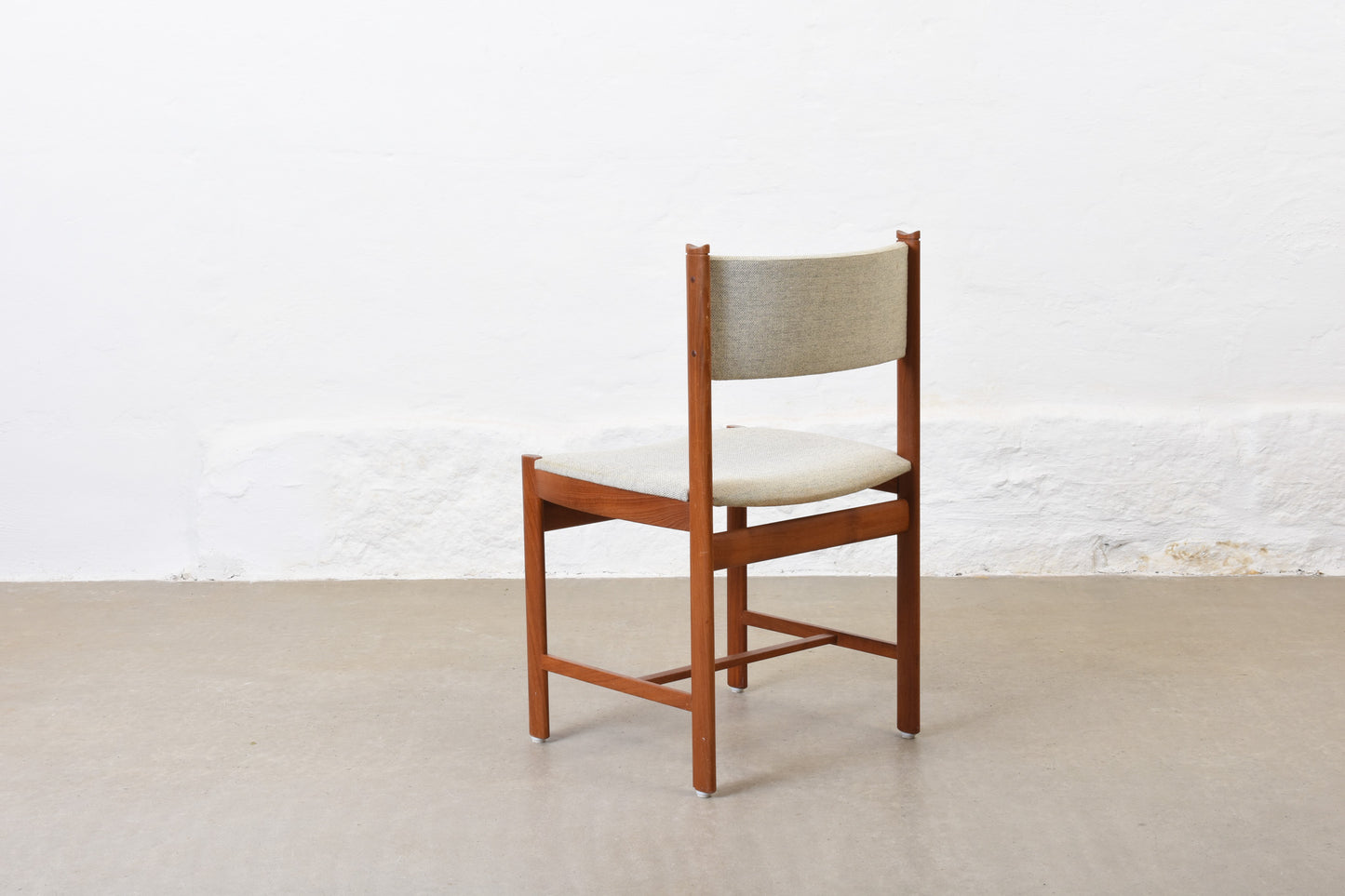 Two available: 1960s Danish teak + wool chairs