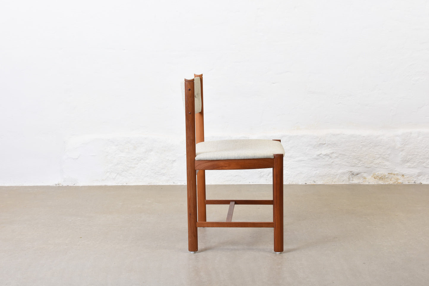 Two available: 1960s Danish teak + wool chairs