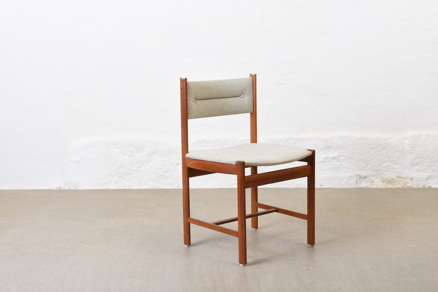 Two available: 1960s Danish teak + wool chairs