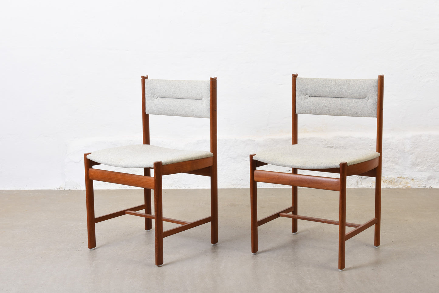 Two available: 1960s Danish teak + wool chairs