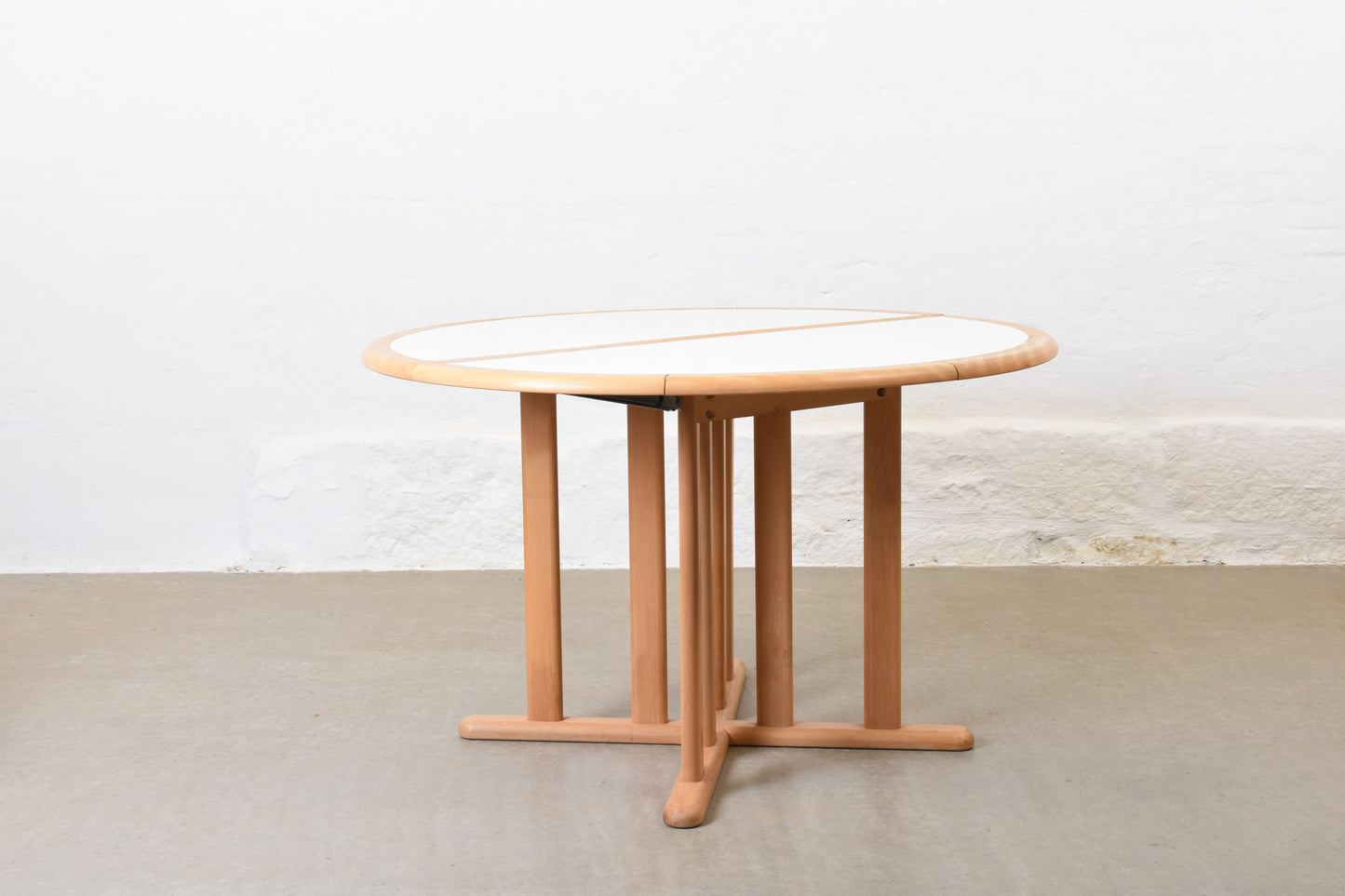 1970s Danish beech and formica extending dining table