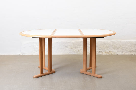 1970s Danish beech and formica extending dining table