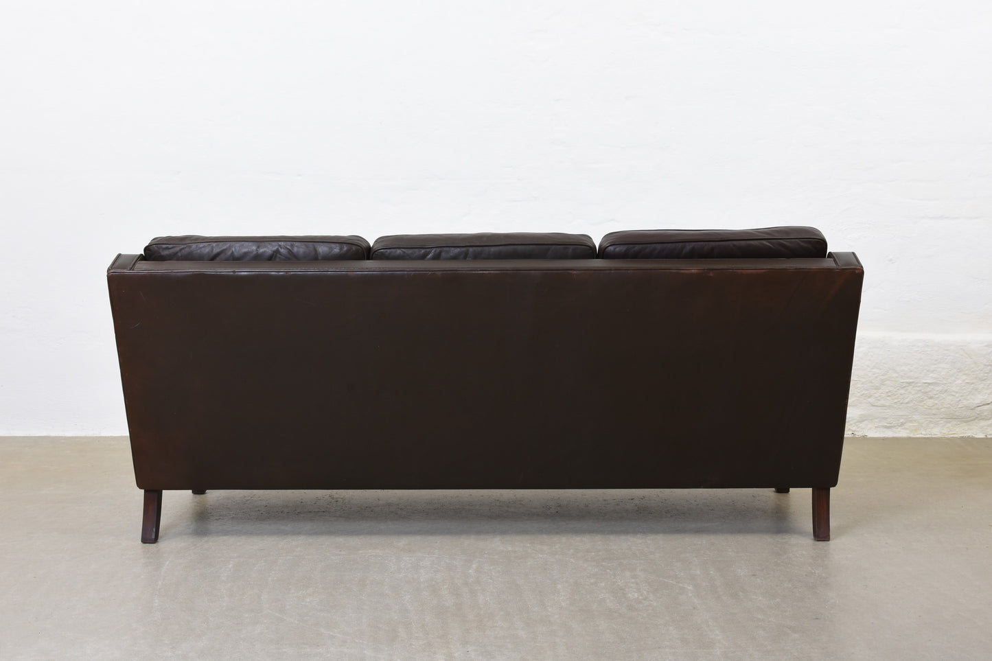 1960s Danish leather three seat sofa