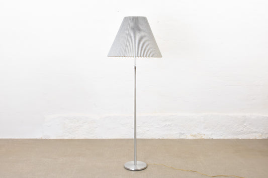 Vintage Danish metal floor lamp with pleated shade