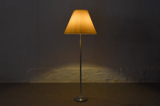 Vintage Danish metal floor lamp with pleated shade