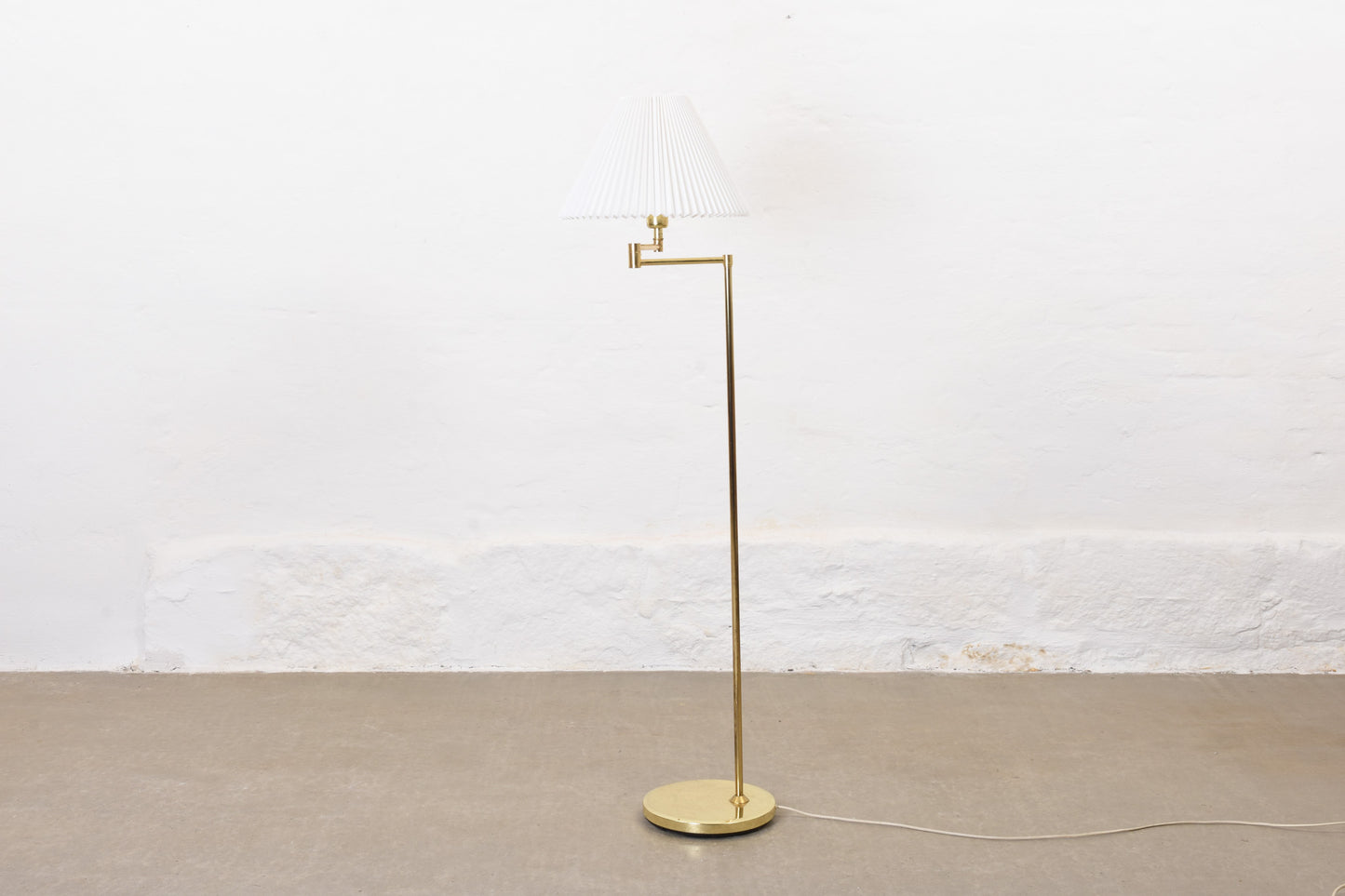 1970s brass floor lamp with concertina shade