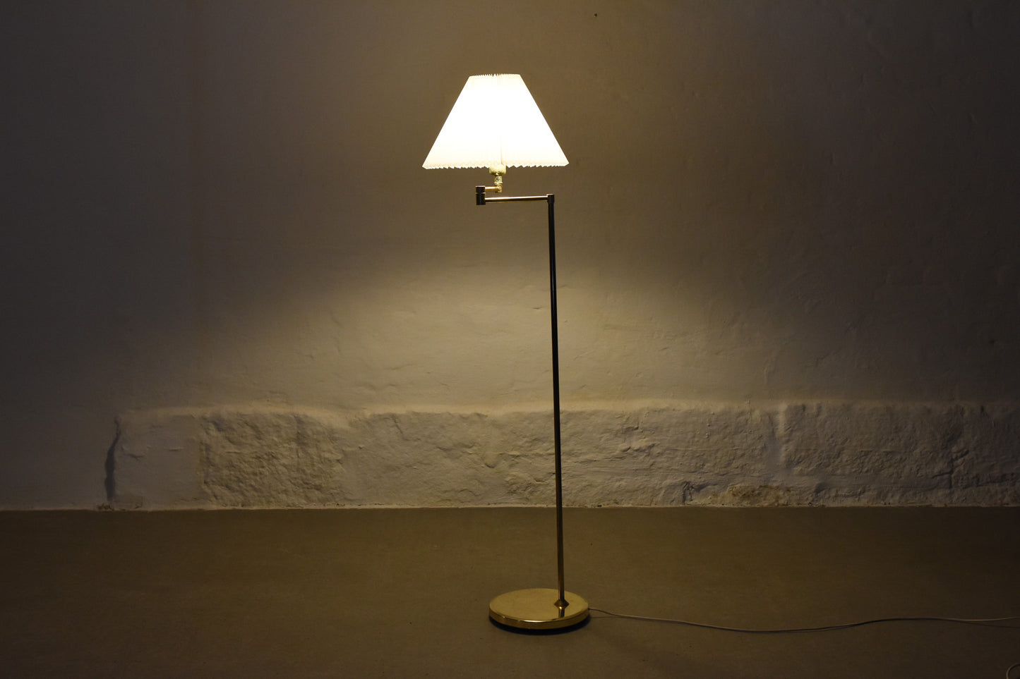 1970s brass floor lamp with concertina shade