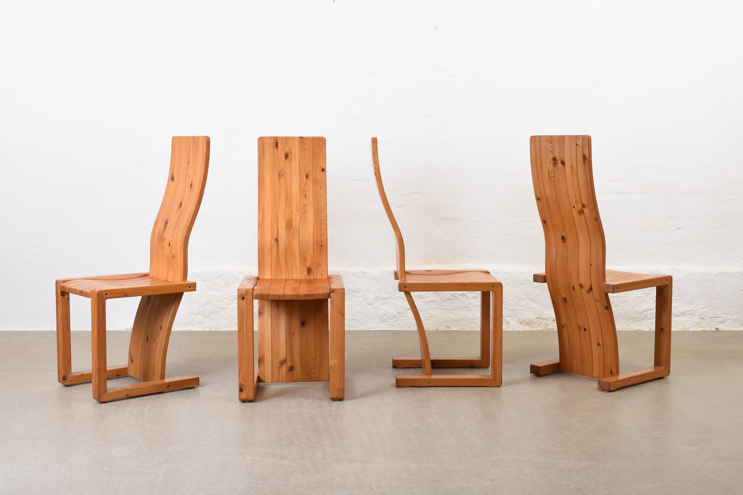 Set of four 1970s Finnish pine chairs