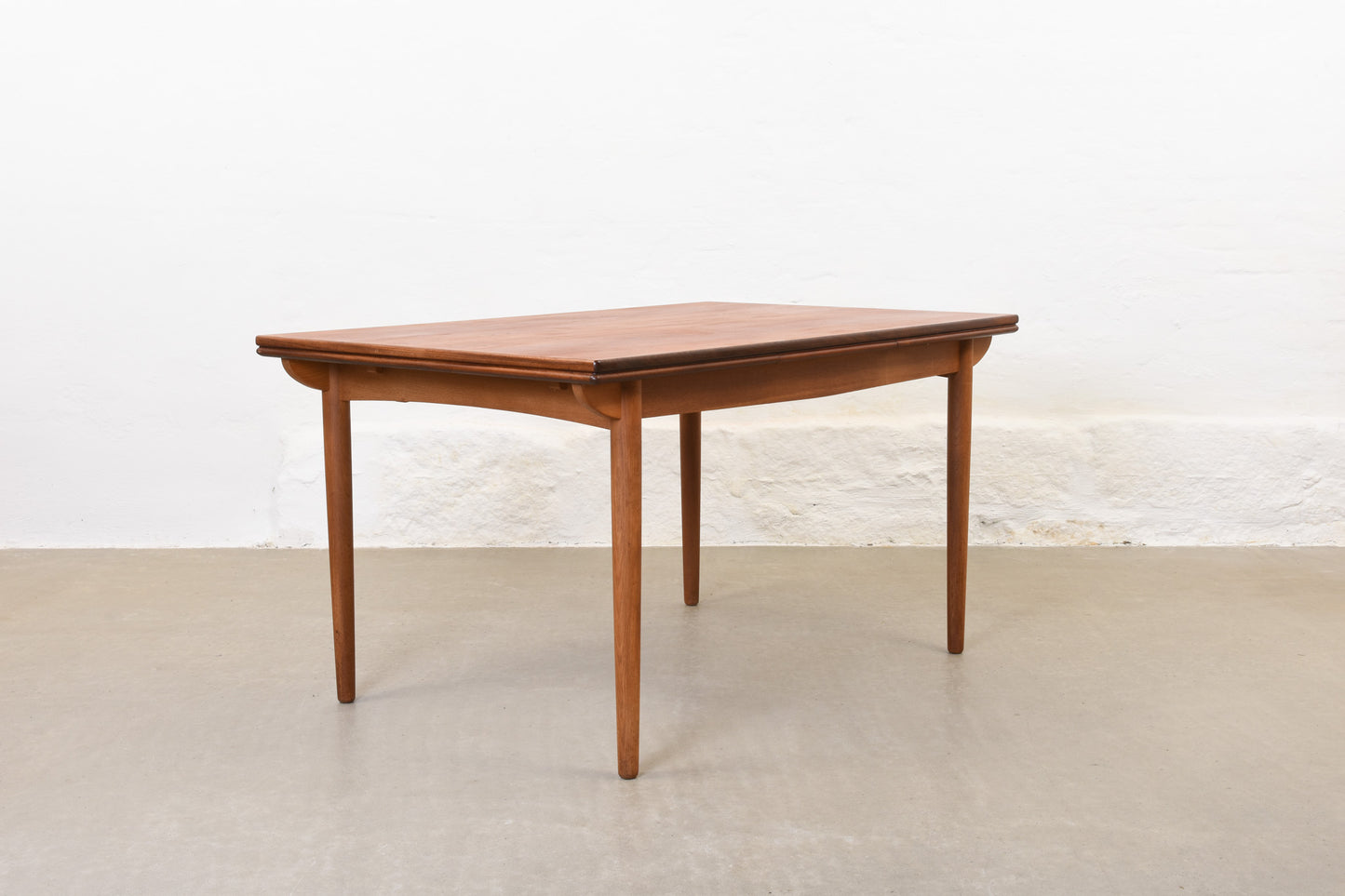 1960s extending dining table in teak + oak