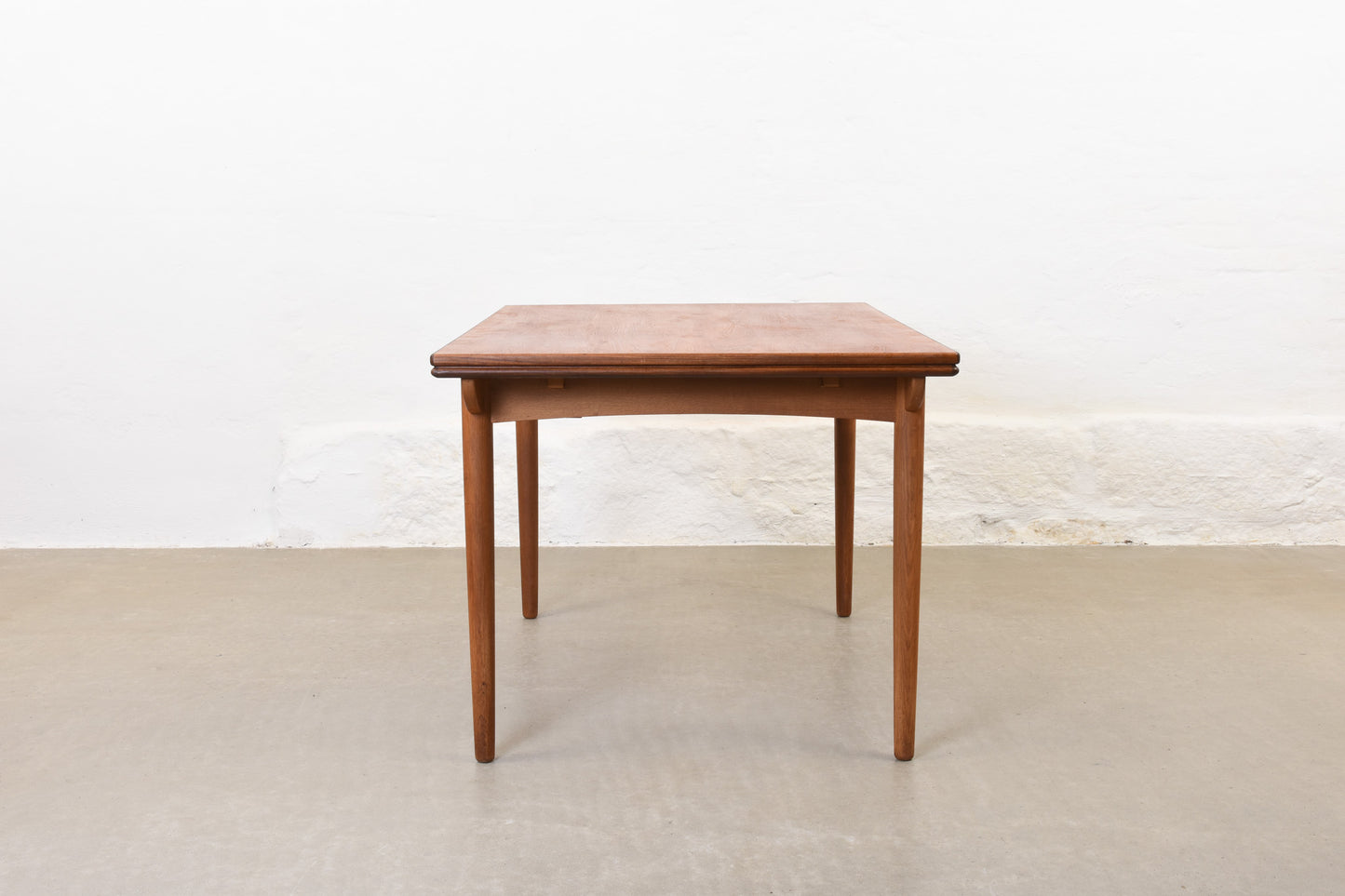 1960s extending dining table in teak + oak