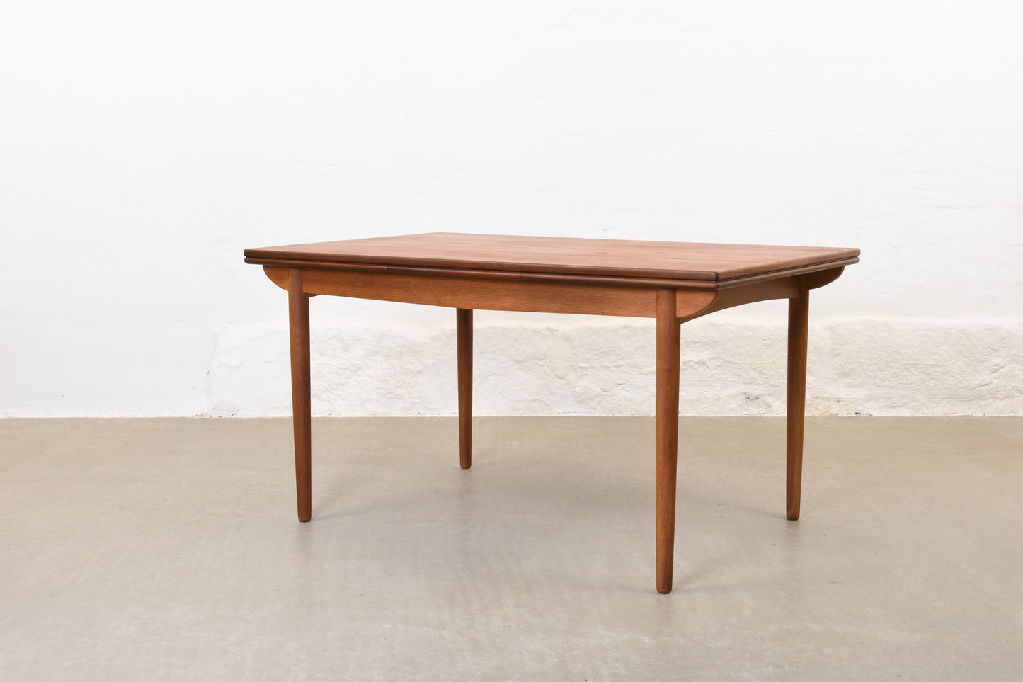 1960s extending dining table in teak + oak