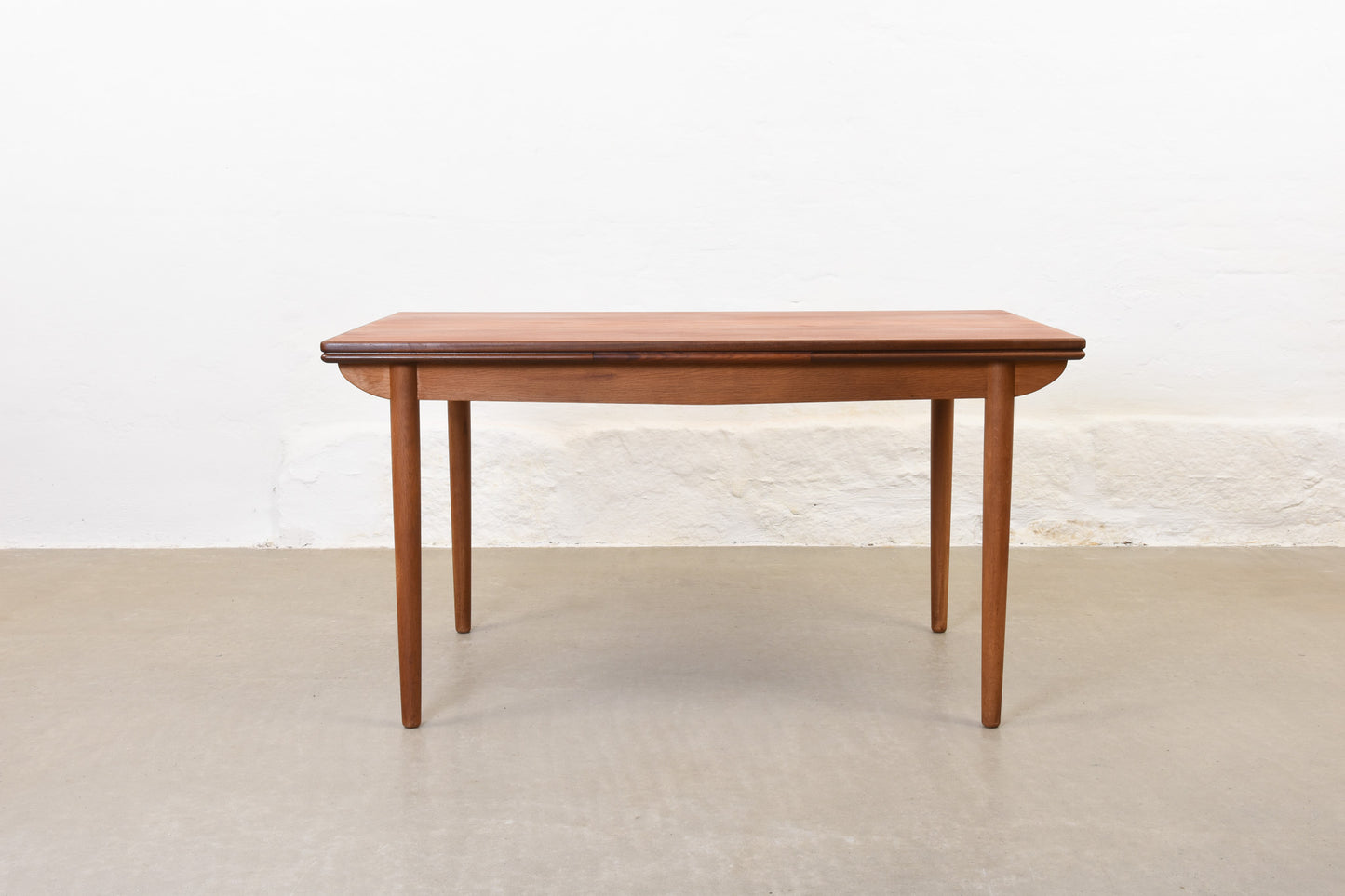 1960s extending dining table in teak + oak