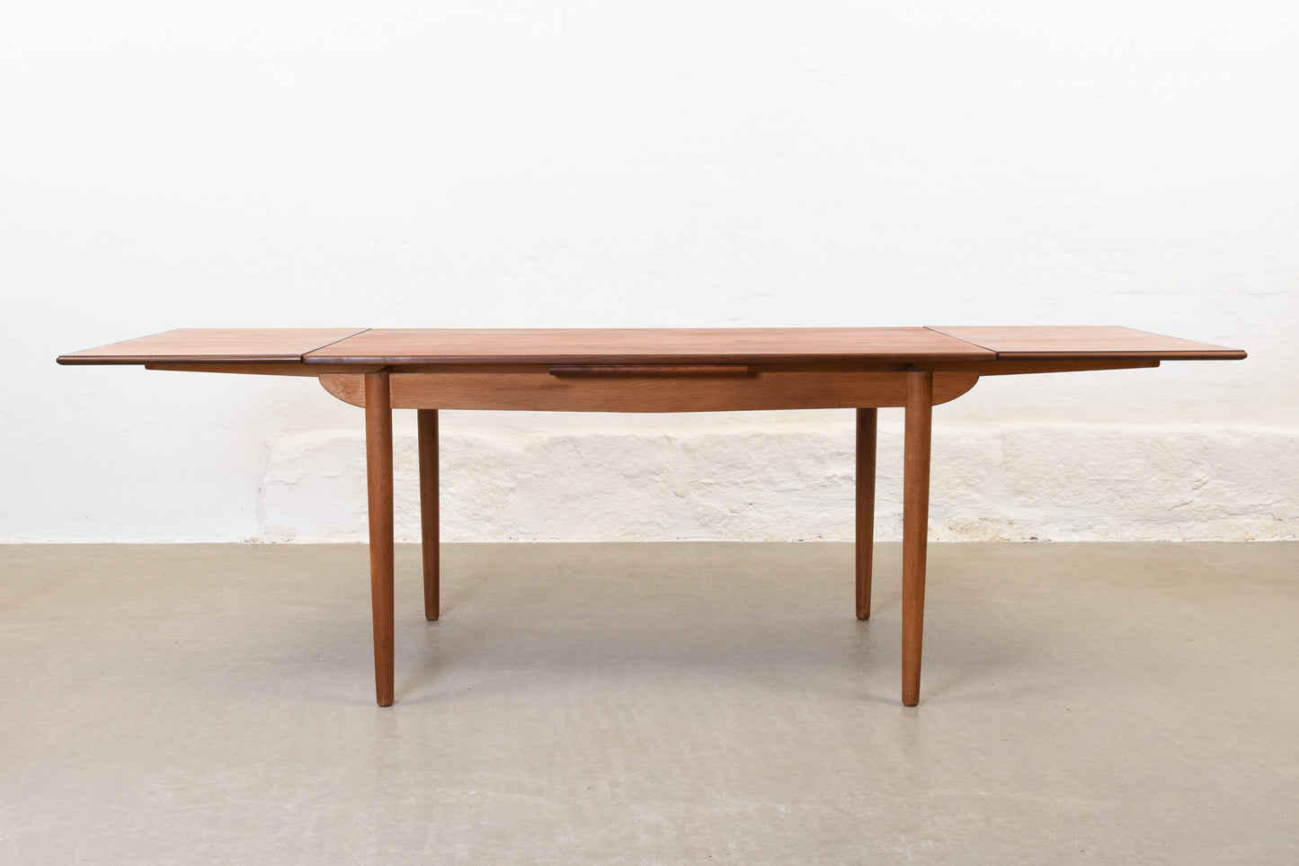 1960s extending dining table in teak + oak