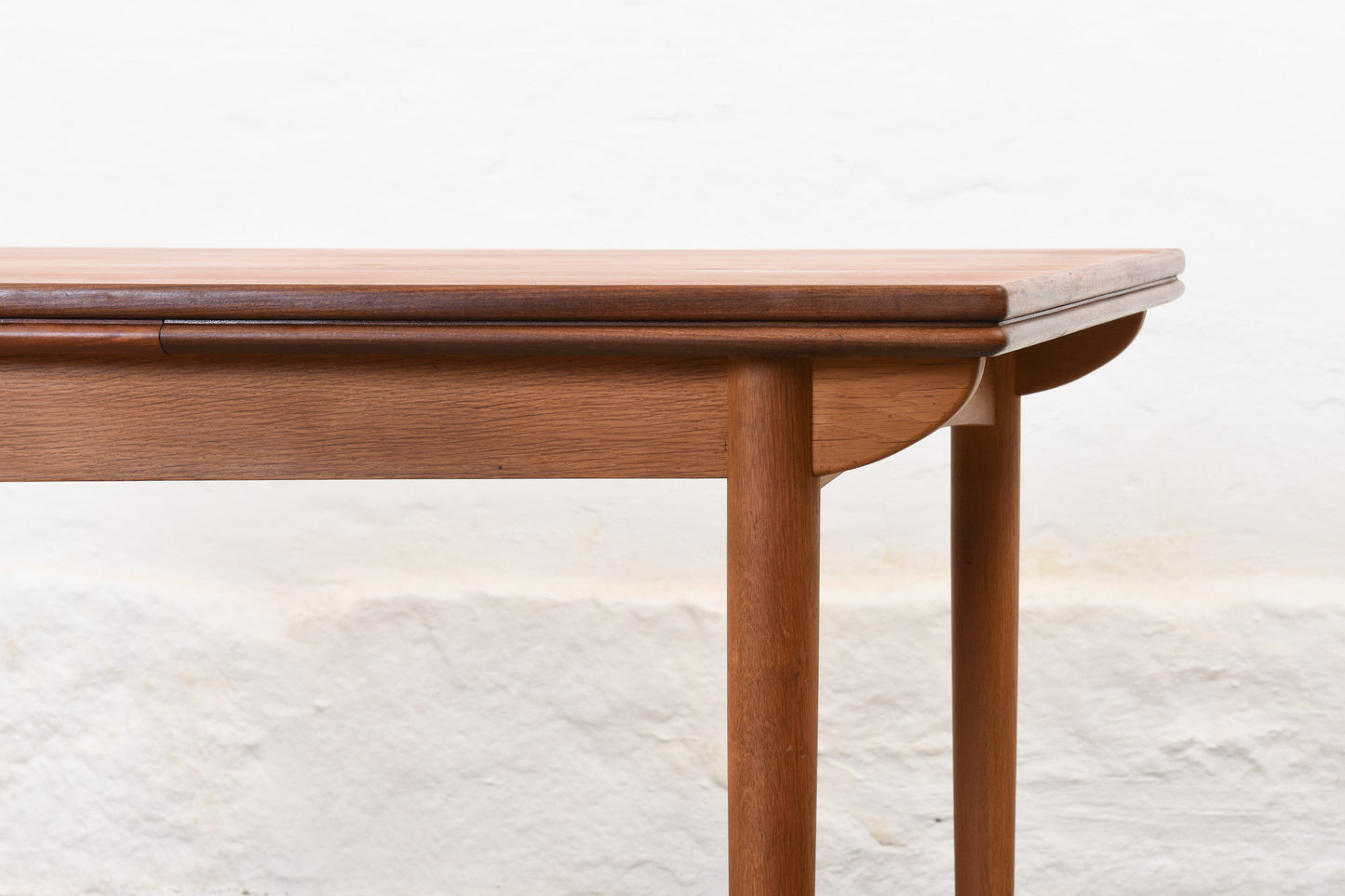 1960s extending dining table in teak + oak