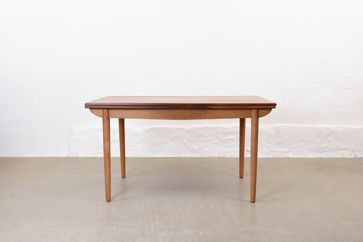 1960s extending dining table in teak + oak