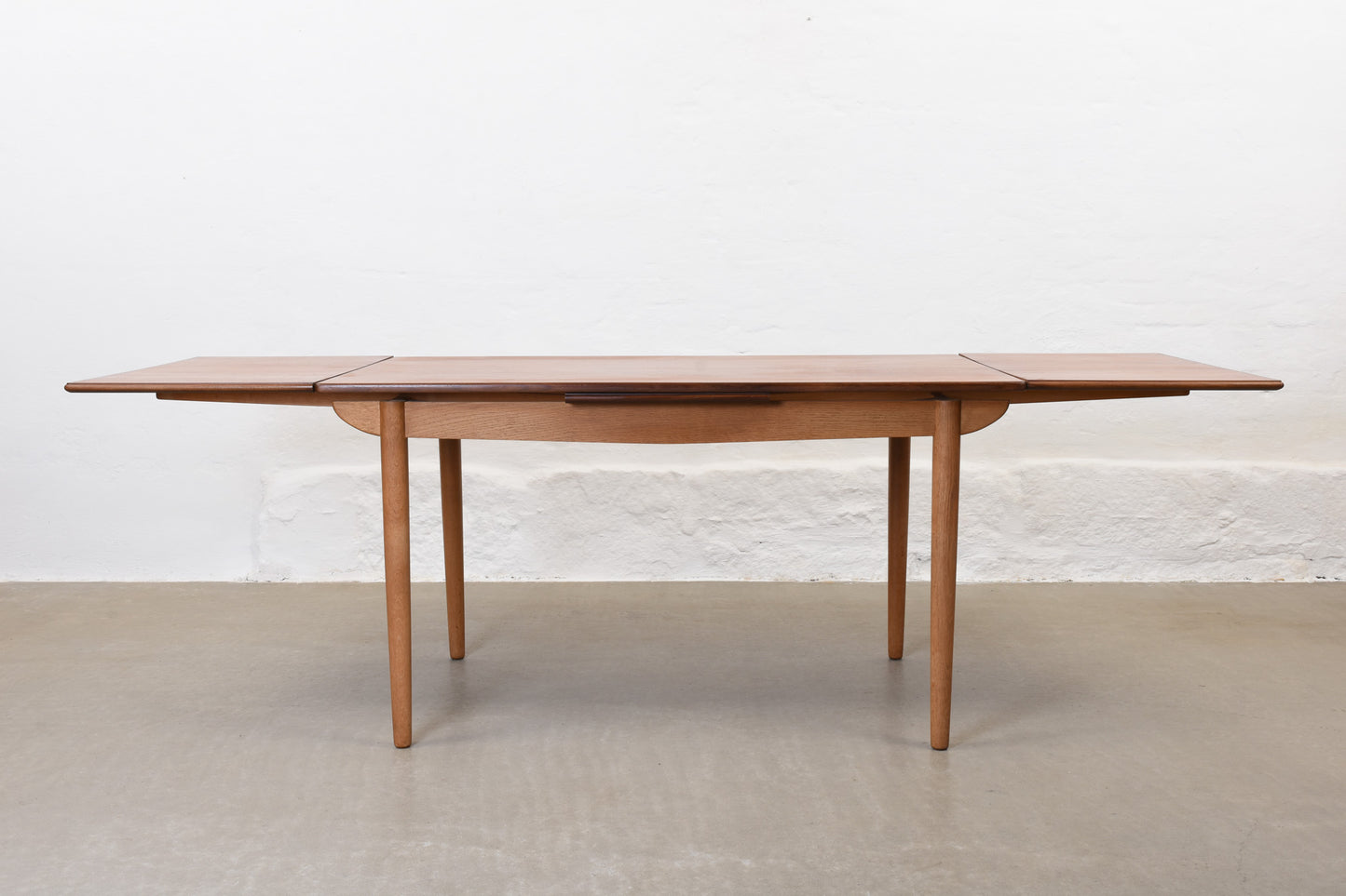 1960s extending dining table in teak + oak