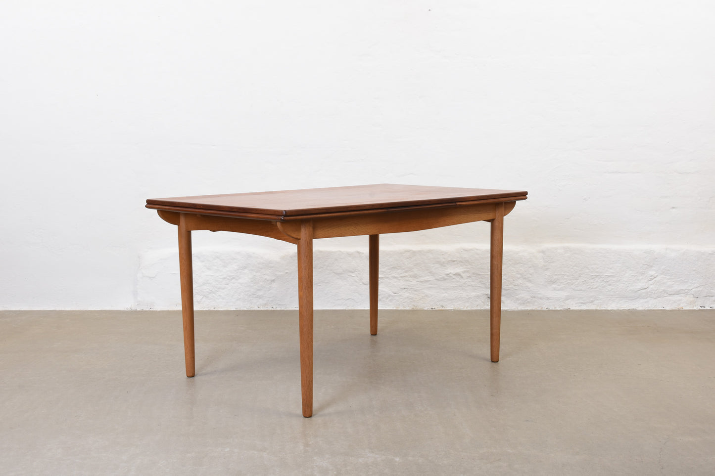 1960s extending dining table in teak + oak