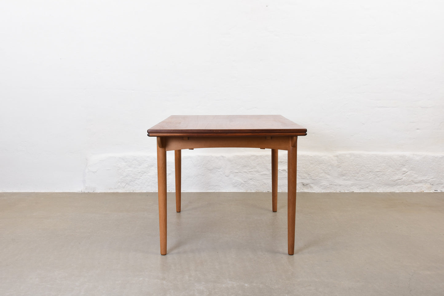 1960s extending dining table in teak + oak