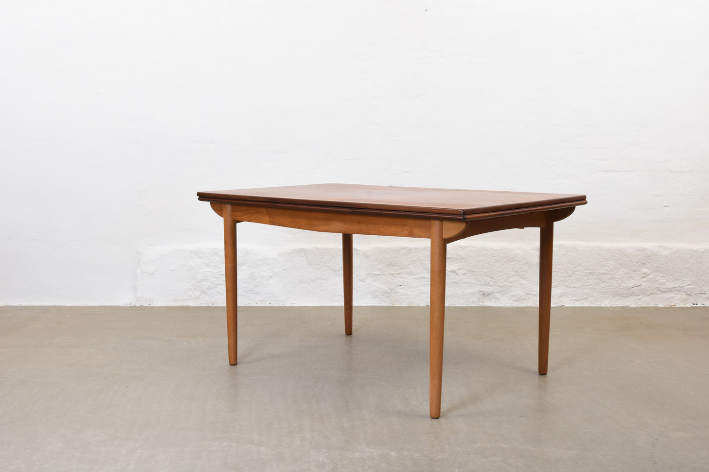 1960s extending dining table in teak + oak