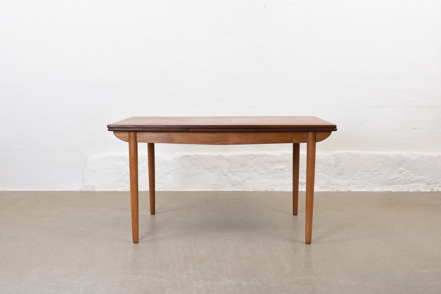 1960s extending dining table in teak + oak