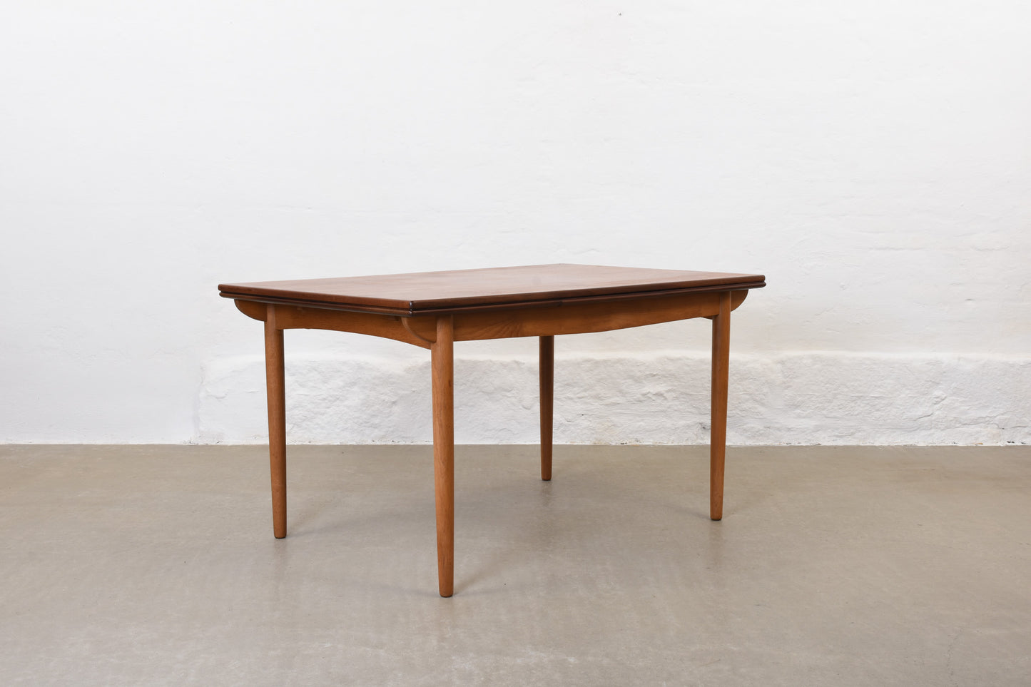 1960s extending dining table in teak + oak