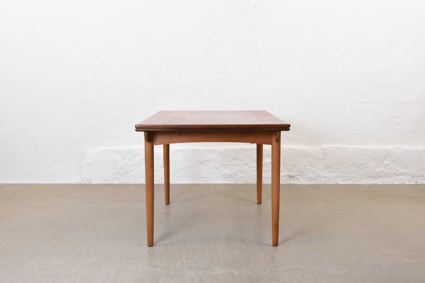 1960s extending dining table in teak + oak