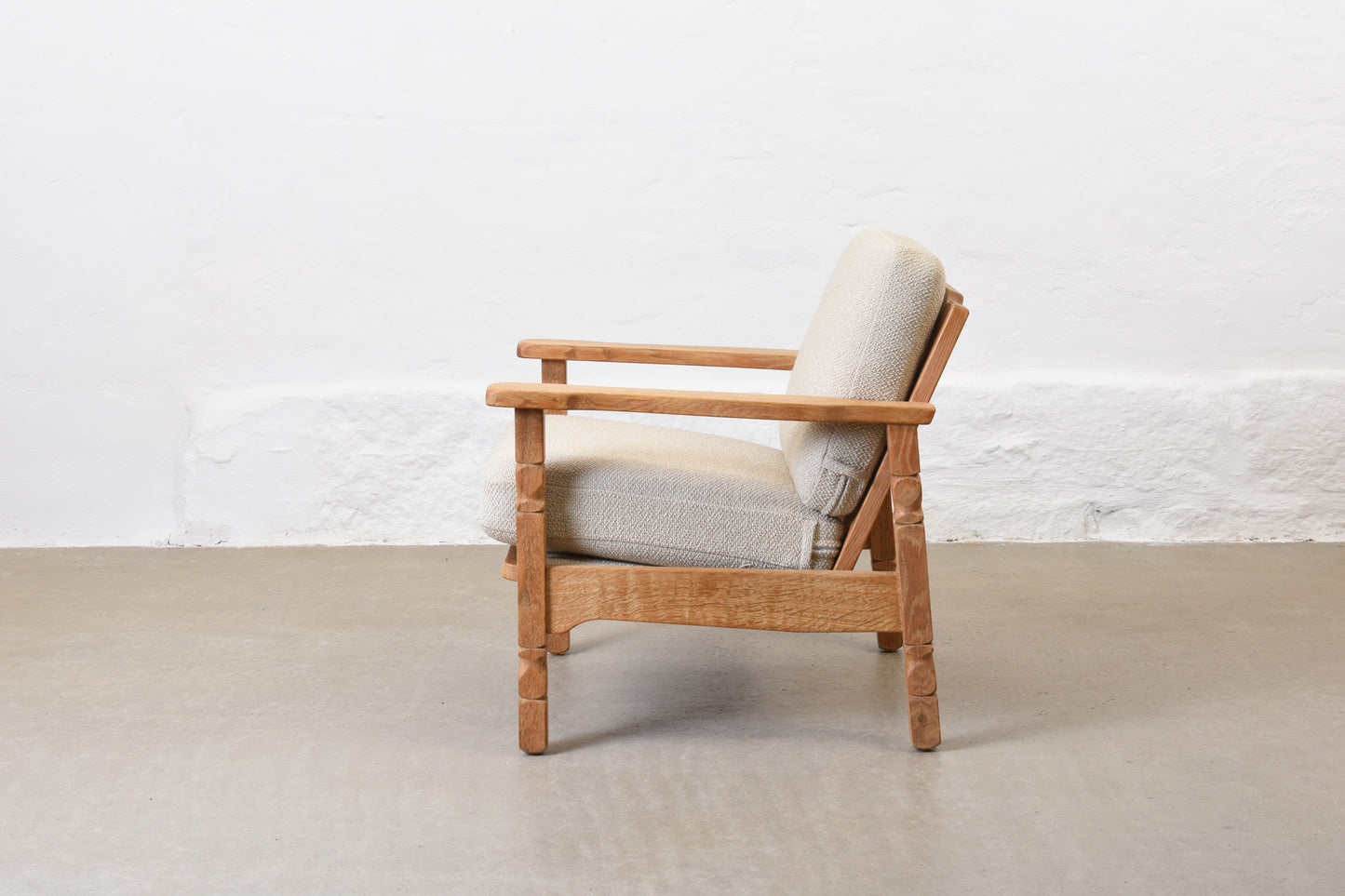 Newly reupholstered: Pair of 1970s Danish oak lounge chairs