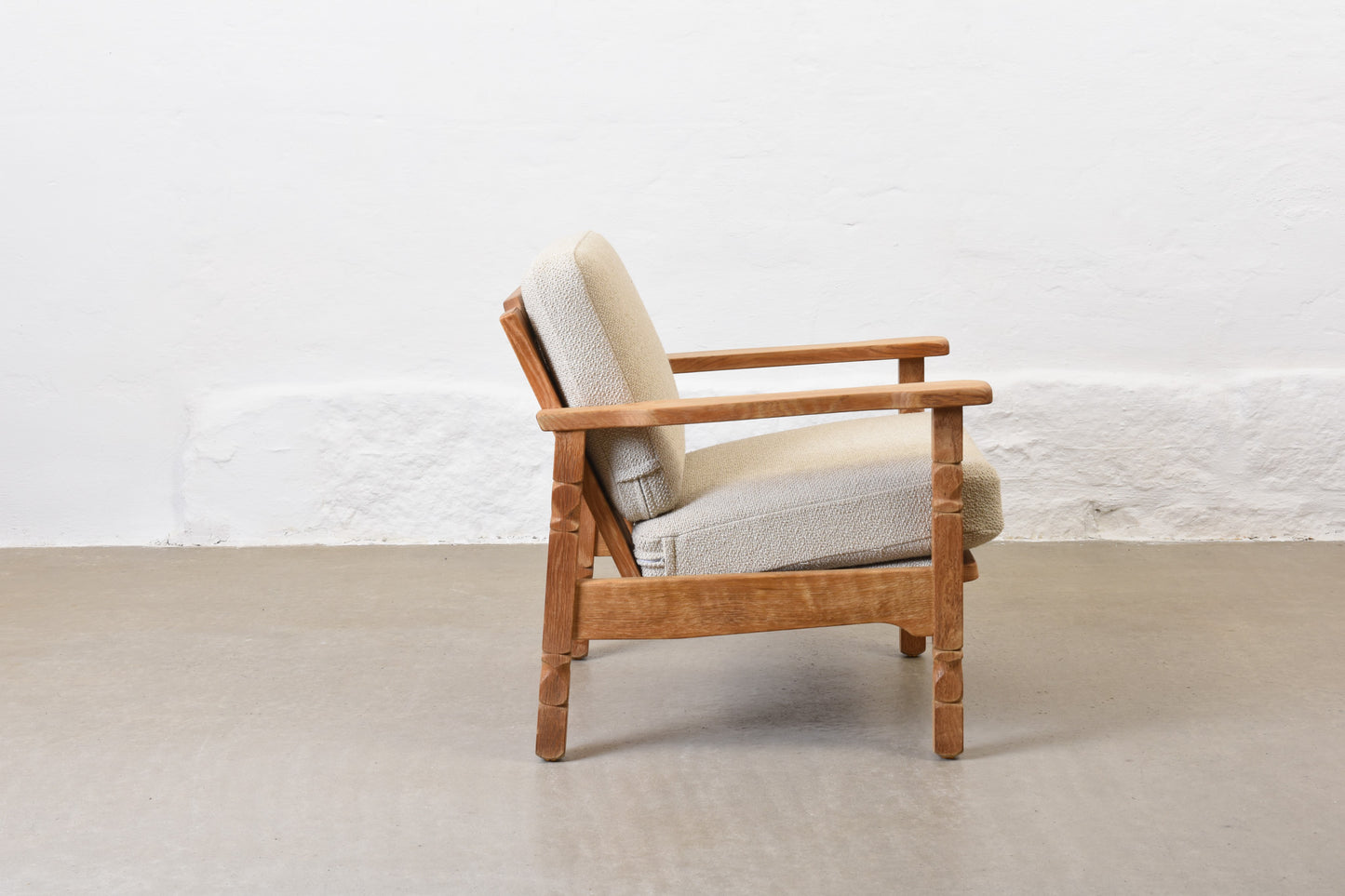 Newly reupholstered: Pair of 1970s Danish oak lounge chairs