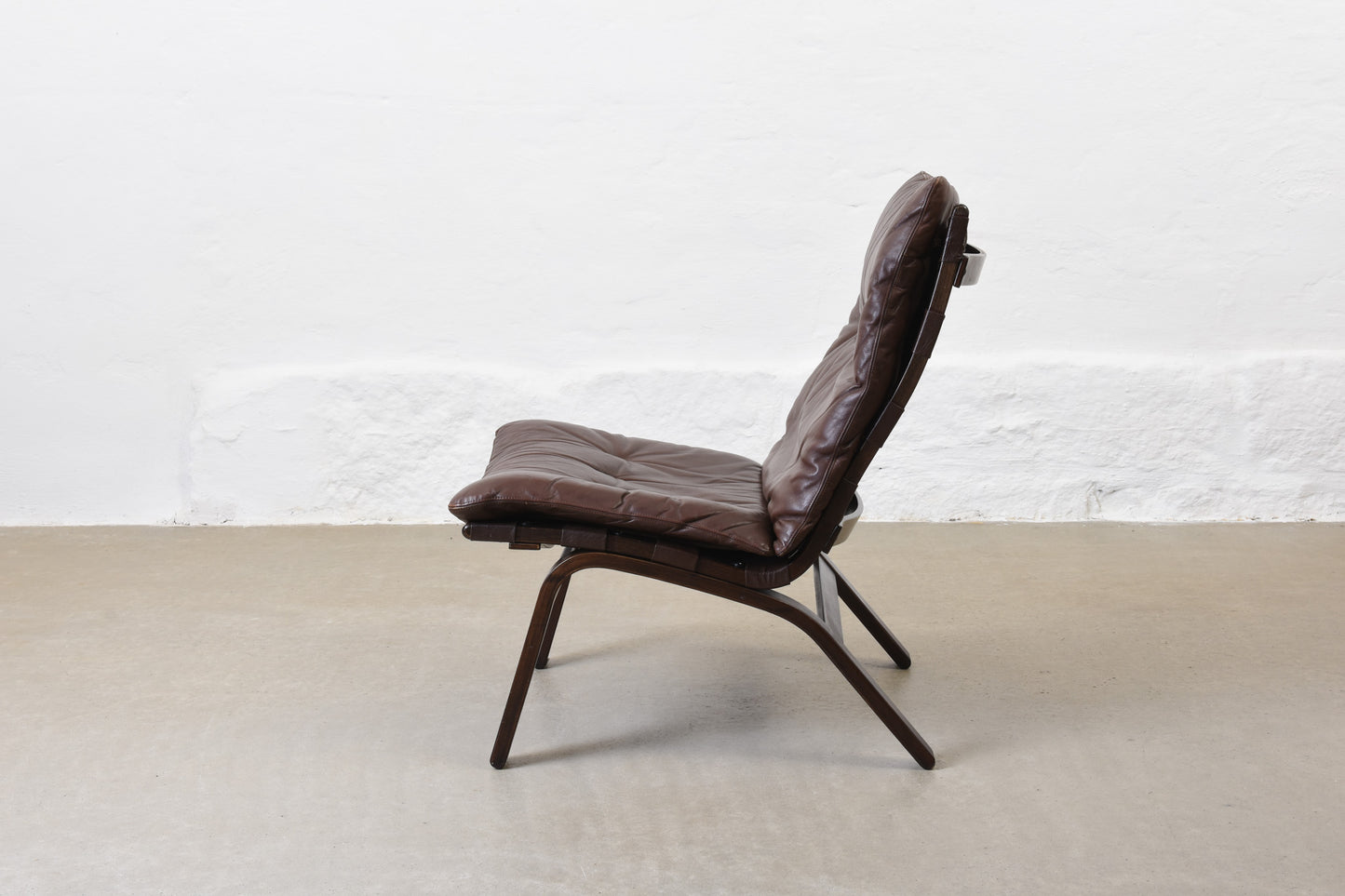 1970s leather + beech lounger by Farstrup