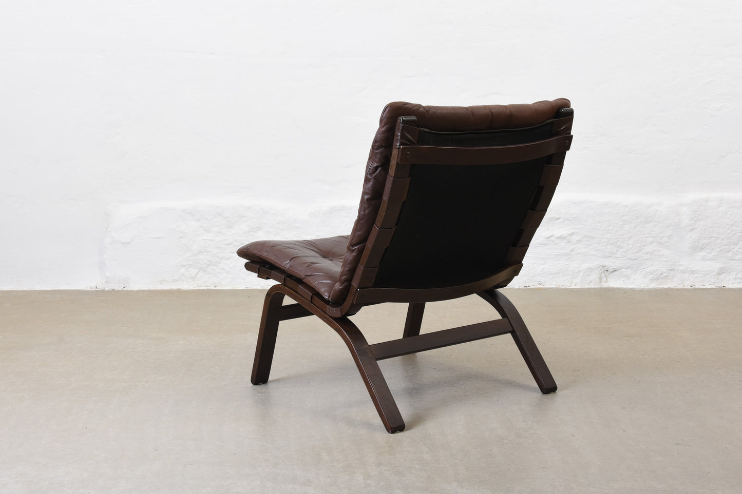 1970s leather + beech lounger by Farstrup