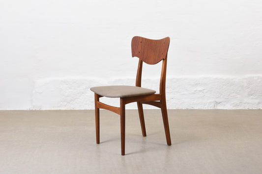 Newly reupholstered: 1950s teak + oak chair