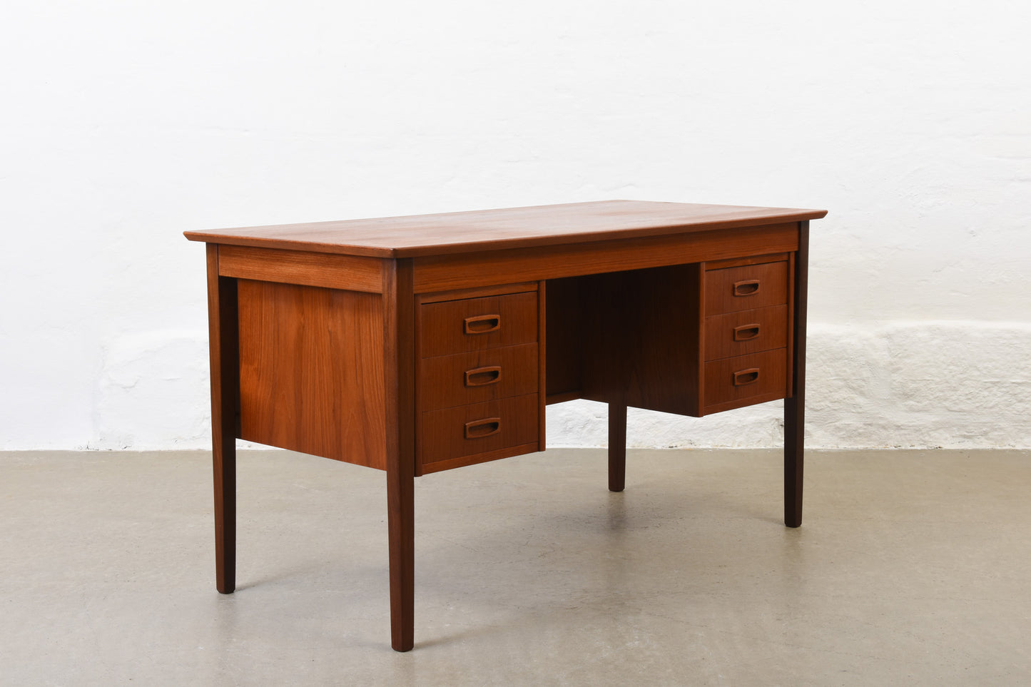 1960s twin pedestal desk in teak