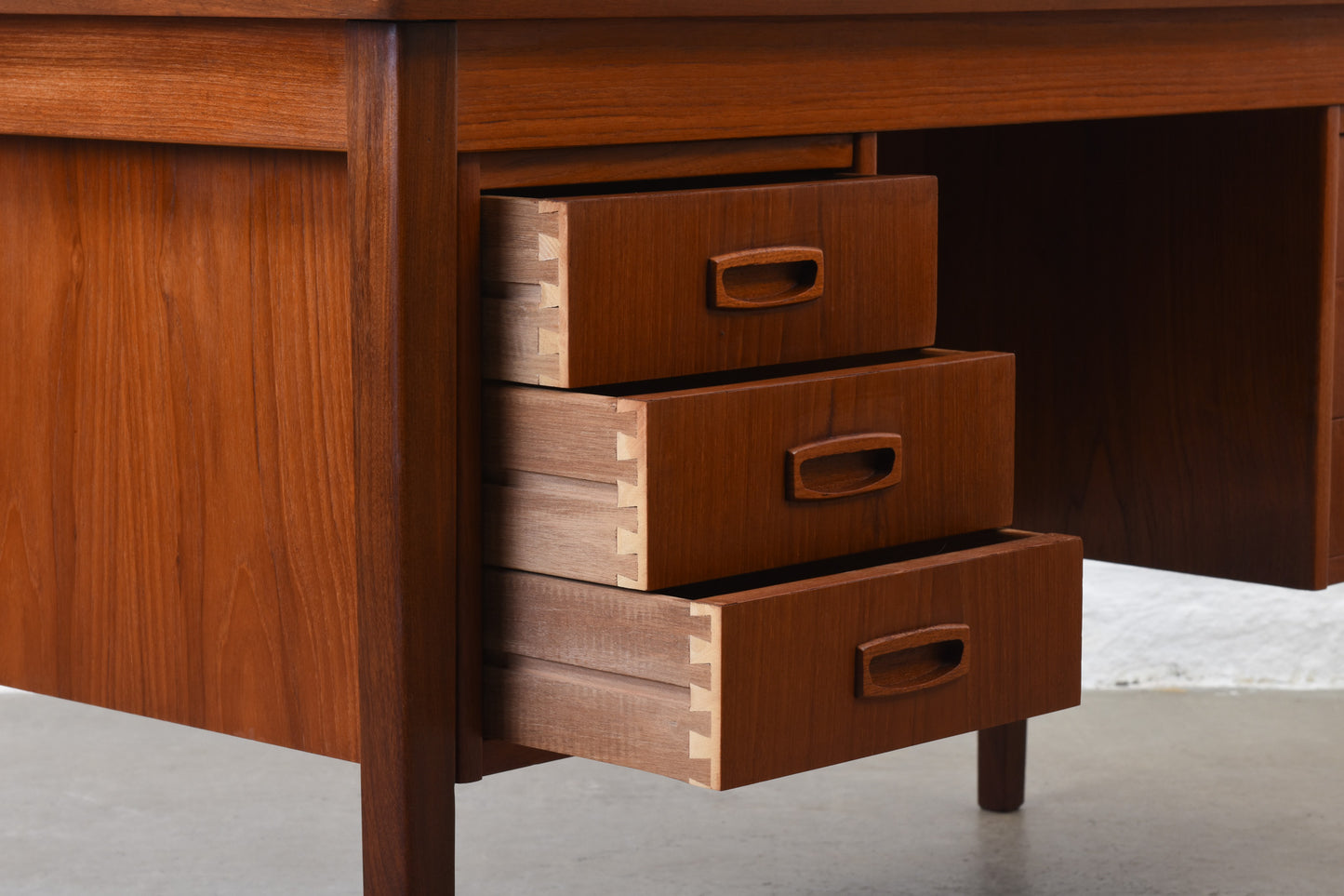 1960s twin pedestal desk in teak