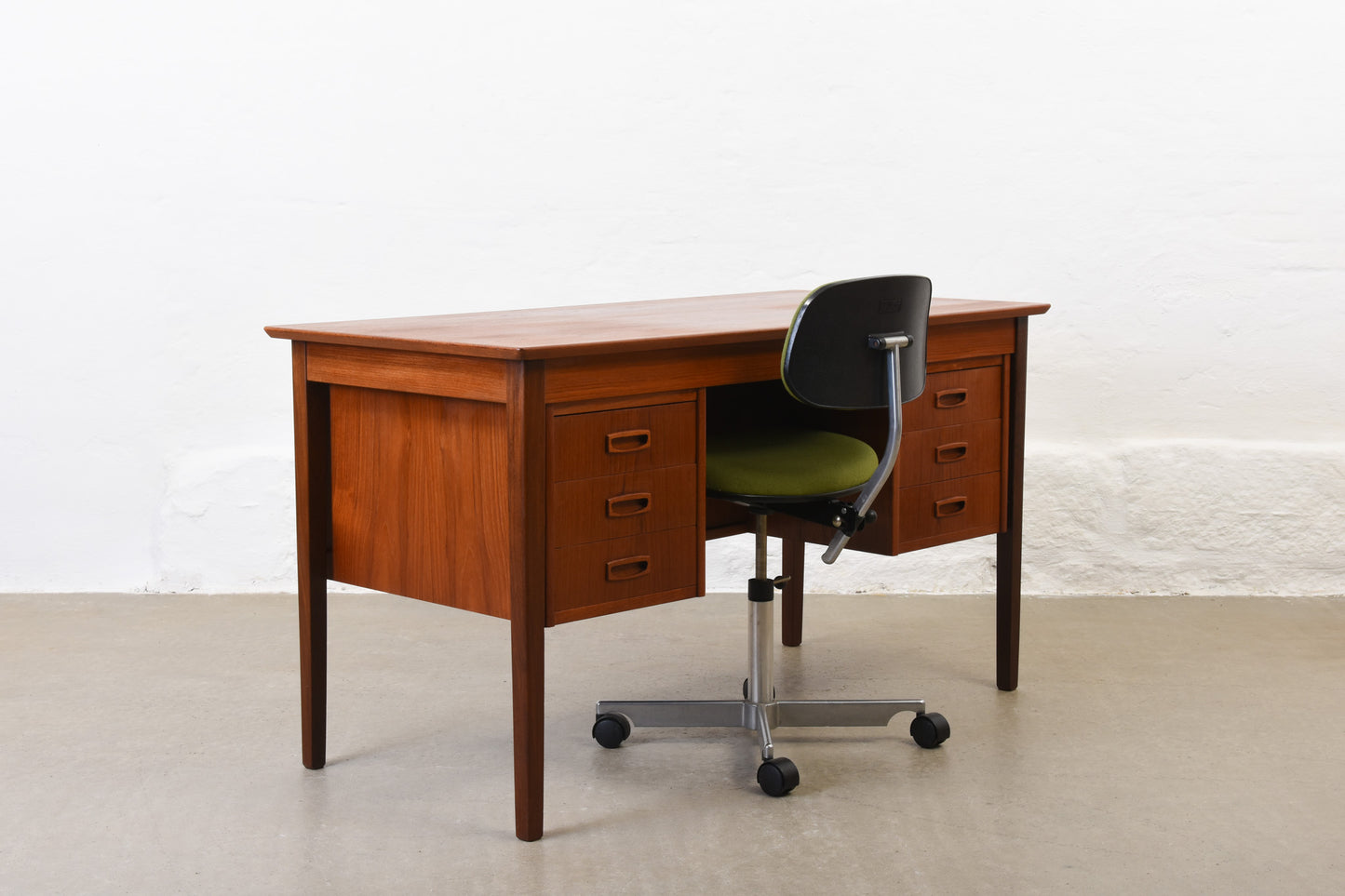 1960s twin pedestal desk in teak