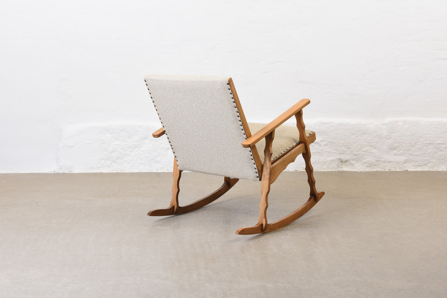 Newly reupholstered: 1960s beech rocking chair