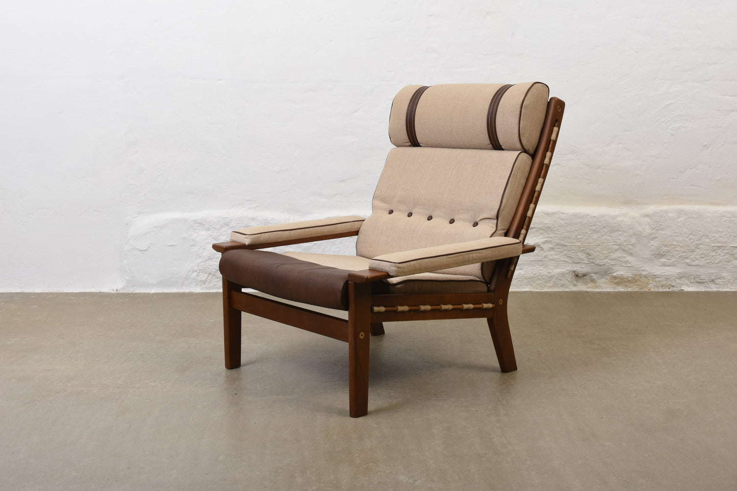 1970s Swedish lounger in canvas + vinyl