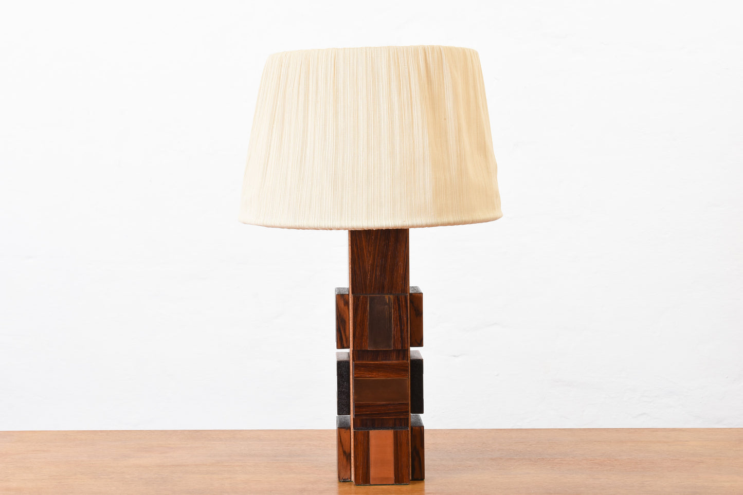 1960s rosewood + copper table lamp