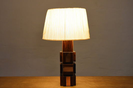 1960s rosewood + copper table lamp