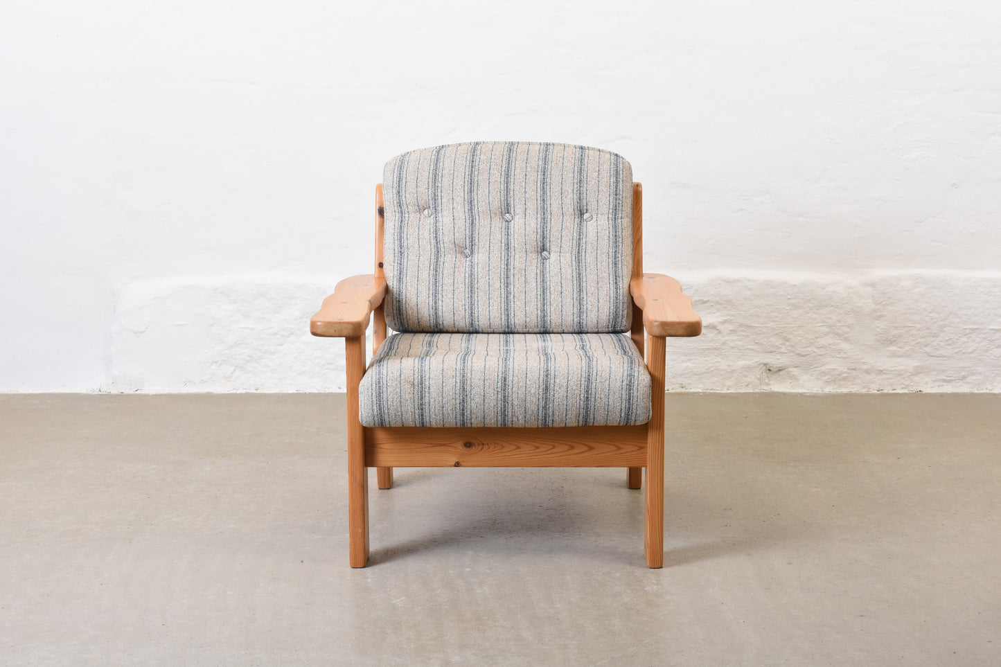 1980s pine + wool lounger by Friis Møbler