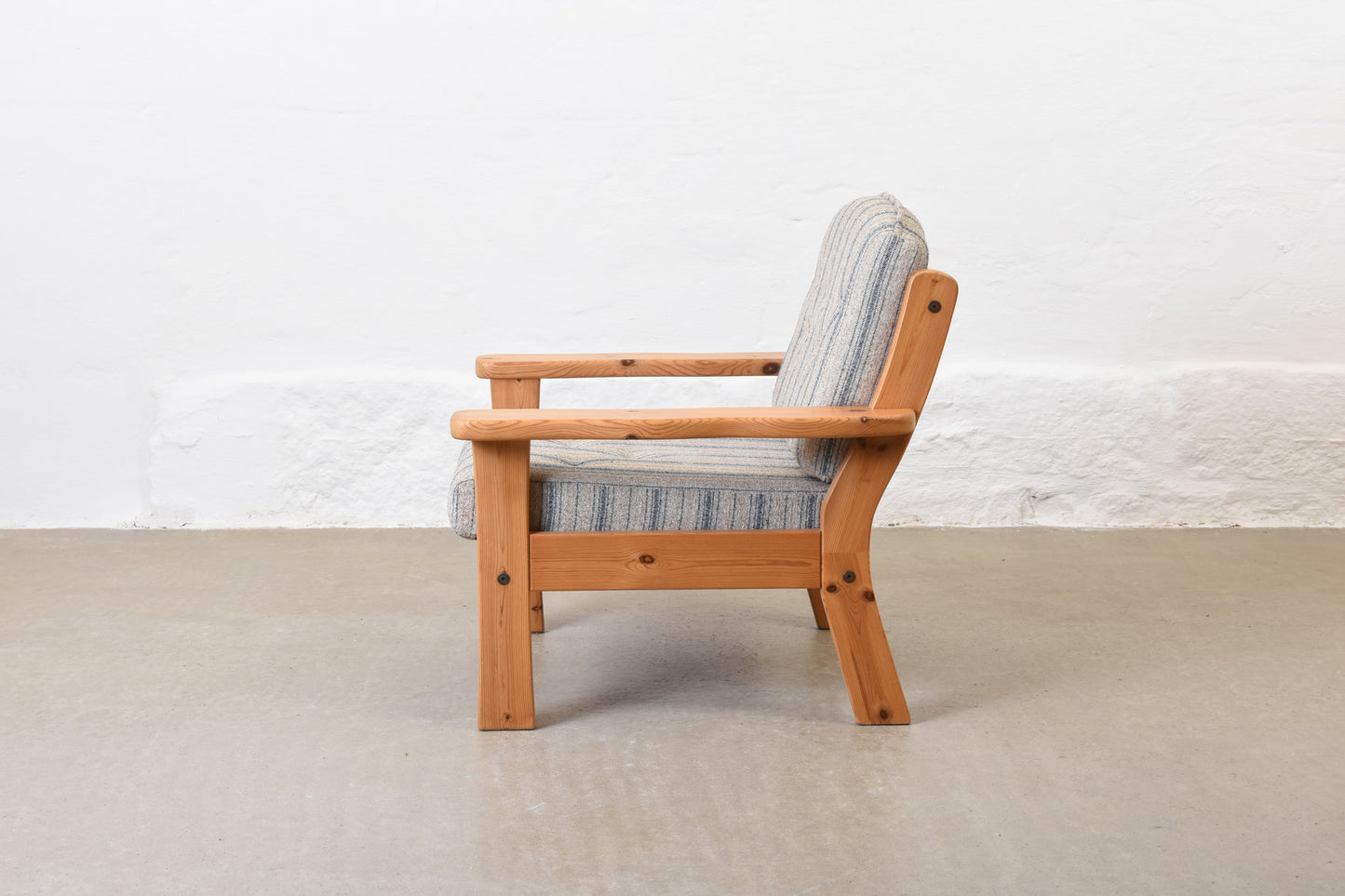 1980s pine + wool lounger by Friis Møbler