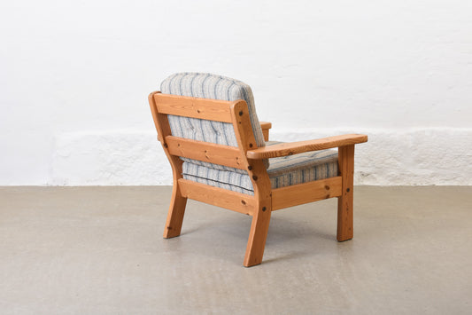 1980s pine + wool lounger by Friis Møbler