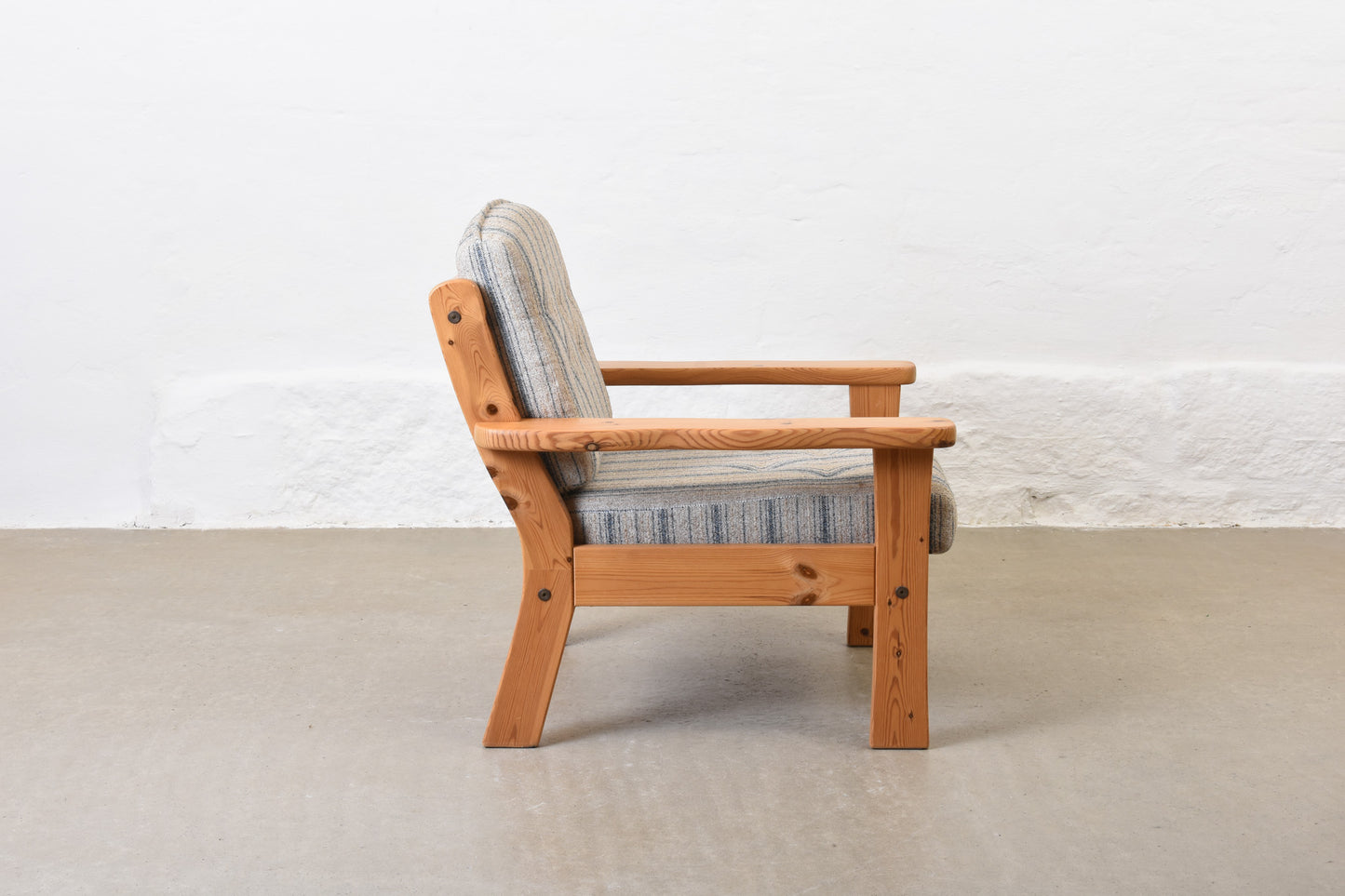 1980s pine + wool lounger by Friis Møbler