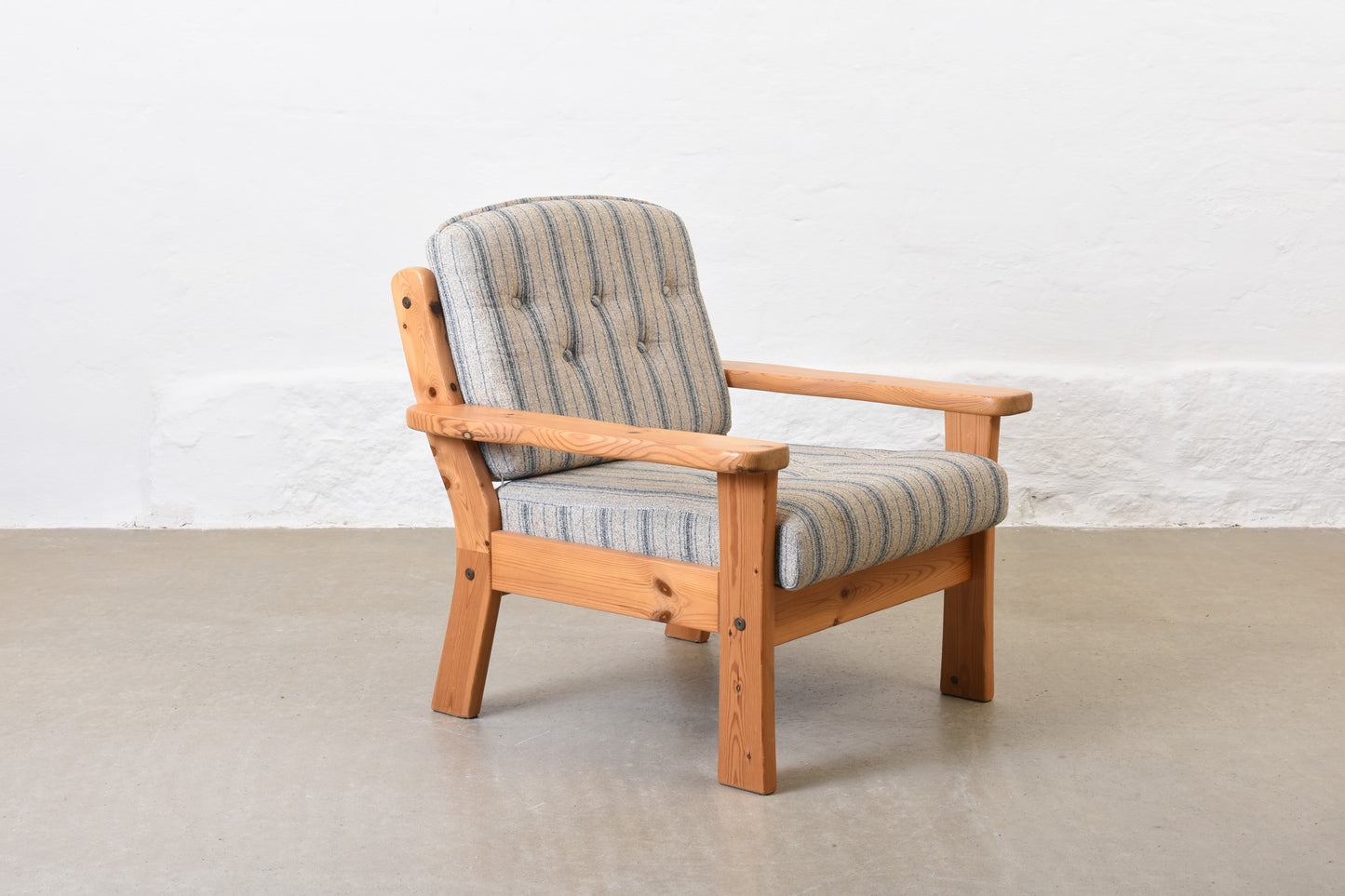 1980s pine + wool lounger by Friis Møbler