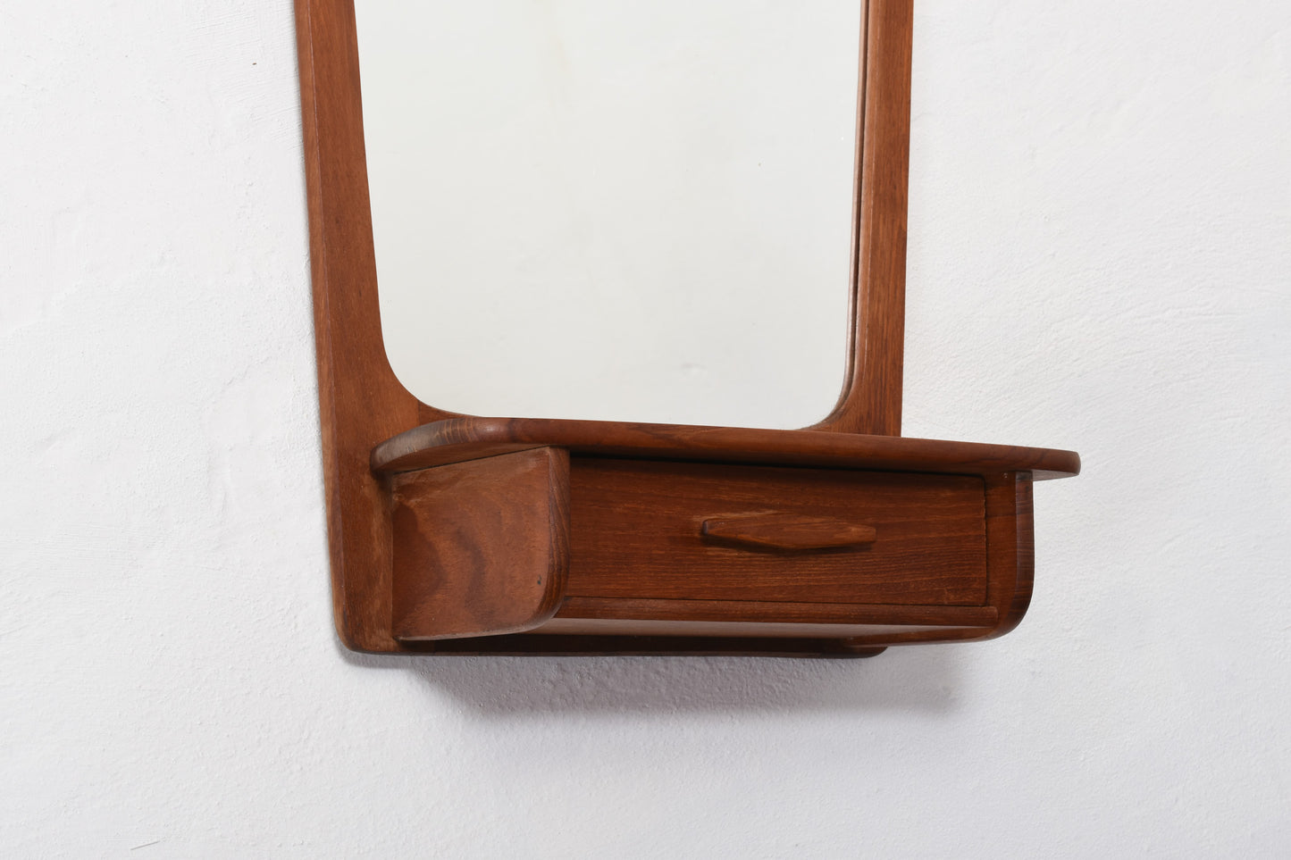 1960s teak mirror with drawer